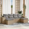 Vidaxl 6-Cz. Garden Furniture Set With Cushions, Beige, Poly Rattan