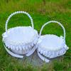 Elegant White And Gold Wedding Decorative Basket For Bridal Ceremonies Parties Decors Durable Fabric Storage Container