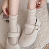 Simple and Versatile Solid-color Lace Pile-up Socks for Spring and Autumn, Trendy Pile-up Socks for Women