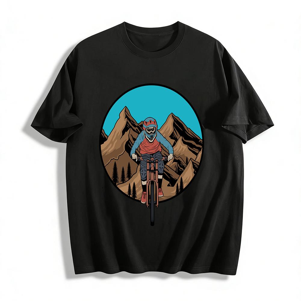 Downhill Mountain Bike Print Outdoor Casual T-Shirt Pure cotton T-shirt XXS
