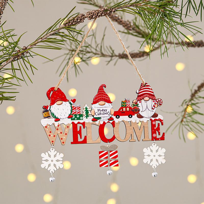 Wooden Christmas Hanging Pendants Gnome Santa Claus Merry Christmas Decoration For Home Xmas Tree Ornaments  Year Gifts