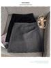Black Sequined Woolen High-Waisted A-Line Skirt for Autumn/Winter - Slimming, Hip-Hugging, Irregular Hem, with Anti-Exposure Design.