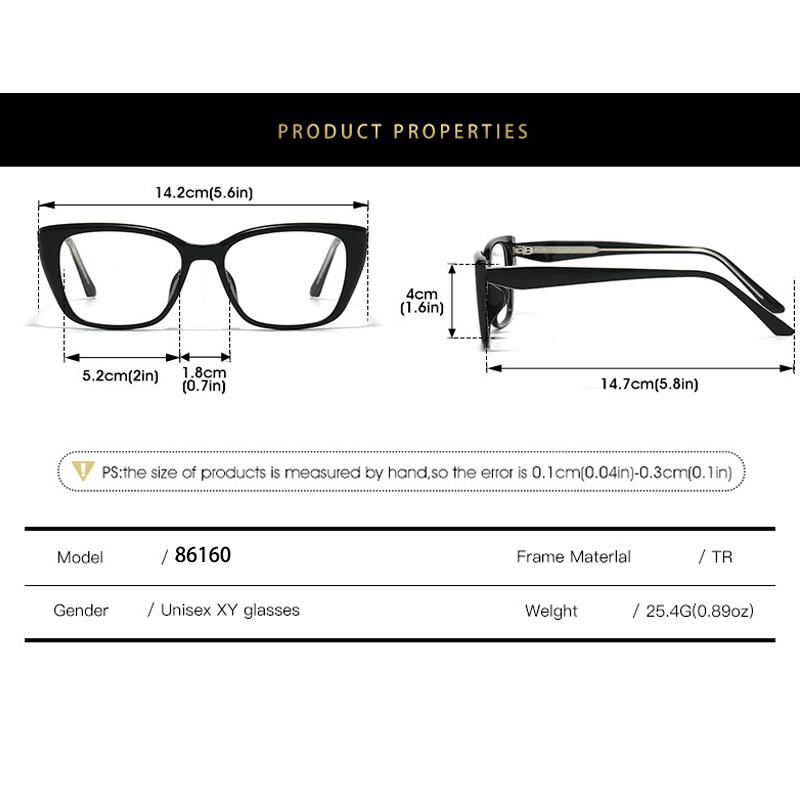 Design Women Cat's Eye Frame Core Insert Legs Nearsighted Eyeglasses Prescription Nearsight Anti Blue Light Men Myopia Eyeglass