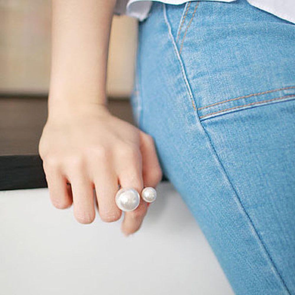 Size Party Street Shoot Imitation Pearl Fashion Accessories Finger Ring Opening Ring Jewelry