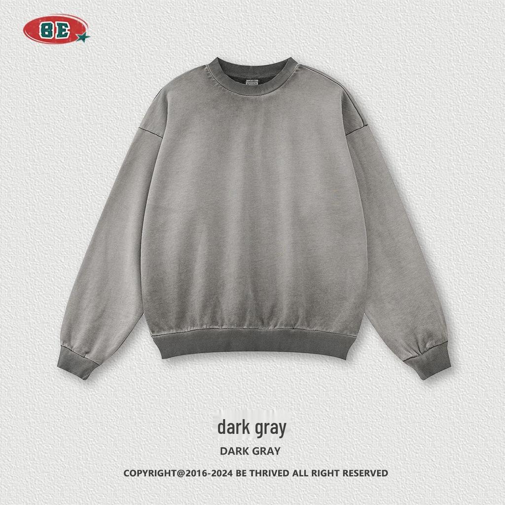 BE Men's Fashion | 2025 Autumn Oversized Round Neck Sweatshirt - European & American Trend, High-Quality, Basic Style, Washed Loose Fit
