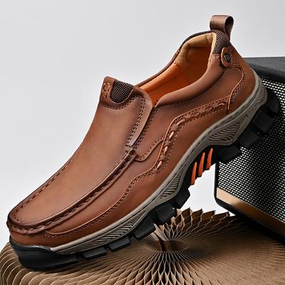 Hot Sale Casual Leather Mens Outdoor Footwear Non-Slip Leisure Walk Loafers Classic Comfy Treking Footwear Slip On Hiking Shoes