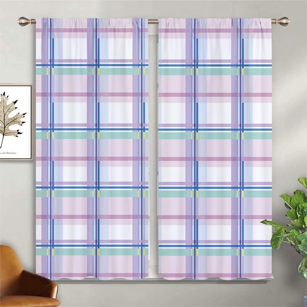 Minimalistisk Vind Svartvitt Färg Randig Rutig Gardin 2 Paneler Modern Hem Vardagsrum Sovrum Balkong Dekorativa Gardiner