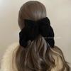 Elegant Black Velvet Glitter Bow Hair Clip for Women – Extra Large, High-End Spring Hairpin
