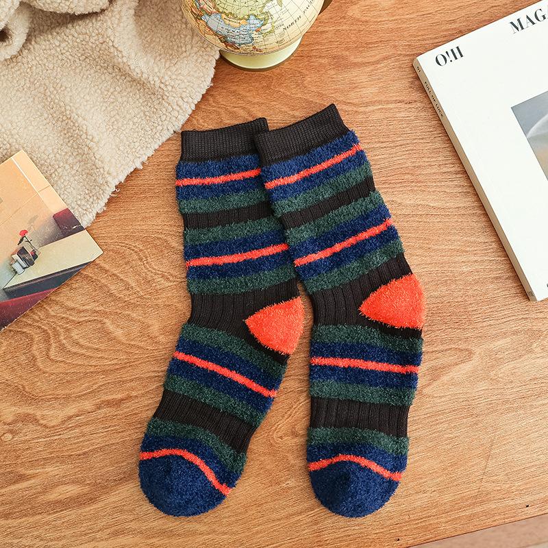 Ladies Autumn and Winter Warm Thick Lines Color Matching Color Sweet Tube Socks
