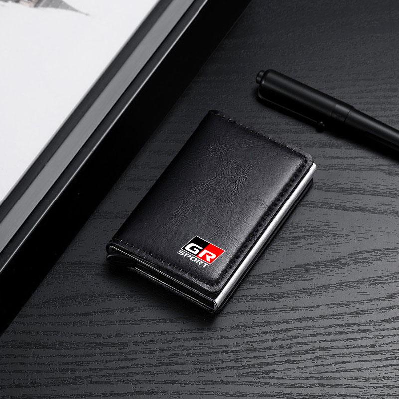 1Pcs ID Credit Card Holder Mini RFID Wallet Automatic Pop up Bank Card Case for Toyota GR Sport MN Hiace Estima Hilux Rav4 Supra