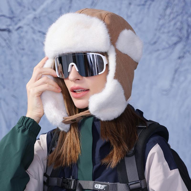 Χειμερινό Αντιανεμικό Προστατευτικό Αυτιών Πουλόβερ Σκουφάκι Ποδηλασίας Σκι Φλις Σκουφάκι Γυναικείο Χοντρό Αδιάβροχο Ζεστό Σκουφάκι για Μεγάλο Κεφάλι Καπέλο Μπόμπερ