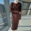 Women's Mink Cashmere Cardigan - Round Neck, Long Sleeve, Soft, Fluffy, Loose Fit, Mid-Length Knit Wool Sweater for Autumn/Winter.