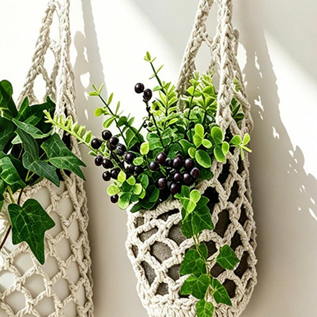 1PC Macrame Plant Hanger Handmade Breathable Storage Net Woven Plant Basket For Living Room Dorm Farmhouse Indoor Outdoor Garden
