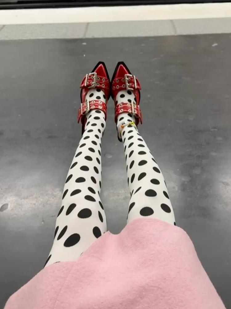 Vintage Women's Pantyhose Fashion Sexy Crash Tights Spring Autumn Polka Dot Stockings Super Elastic Bottoms Y2k Female