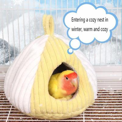 Winter Warm Parrot Nest Soft Fleece-lined Bird Hanging Hammock Washable Comfortable Bird House for Parrots Finches Parakeet