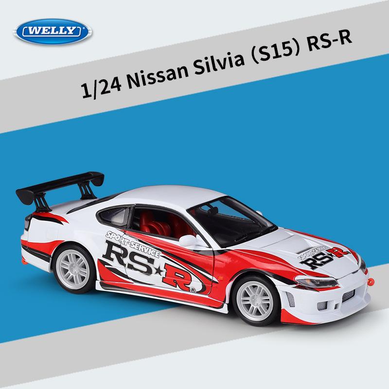 Welly Nissan Silvia im Maßstab 1:24(S15) RS-R Legierung Auto Modell Druckguss Metall Spielzeug Fahrzeuge Auto Modell Hohe Simulation Sammlung Kinder Geschenke