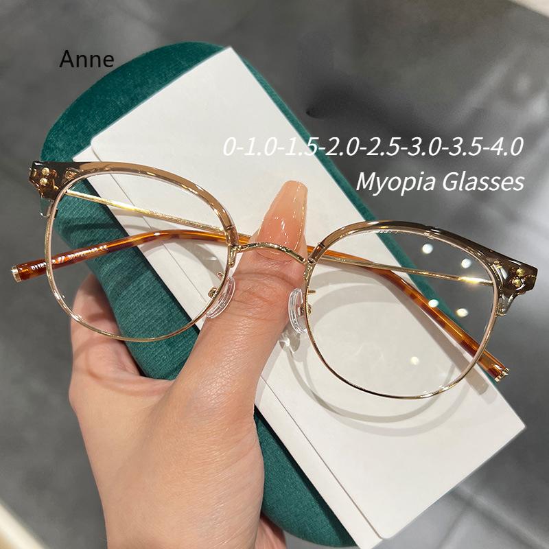 Round Myopia Glasses Men Women Clear Lens Prescription Eyeglasses Fashion Anti-blue Ray Vintage Retro Diopter Eyewear 0 To -4.0