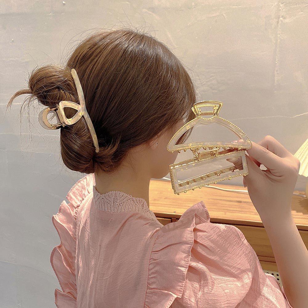 

Temperament Hair Clasp Geometiric Hairgrip Women Hair Claws Ponytail Holder Korean Shark Clip rectangle