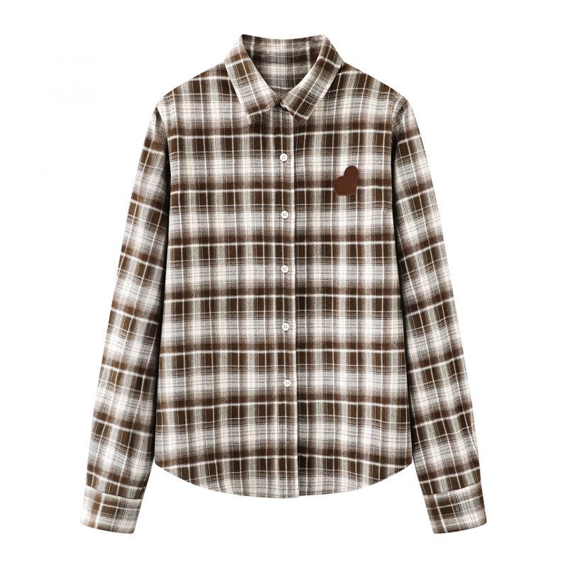 Winter 2025 Women s Retro Plaid Long Sleeve Shirt - Versatile, Stylish, Casual Extra Small