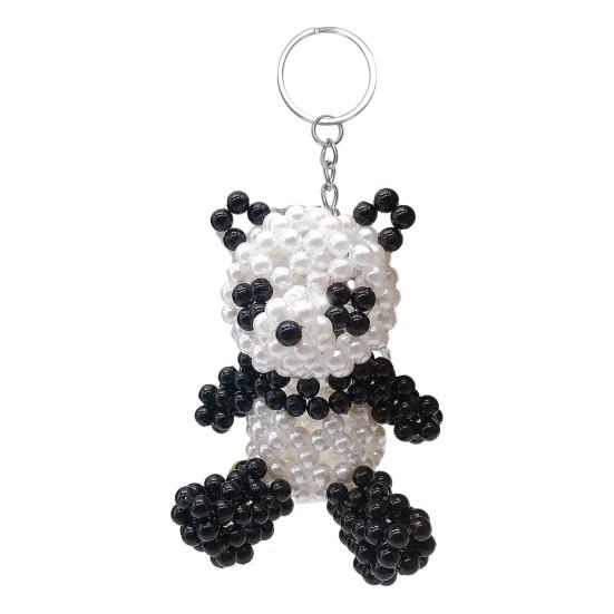 Faux Pearl Bear Rabbit Keychain Pendant Handmade Braided Lightweight Charm Key Chain Backpack Bag Accessory
