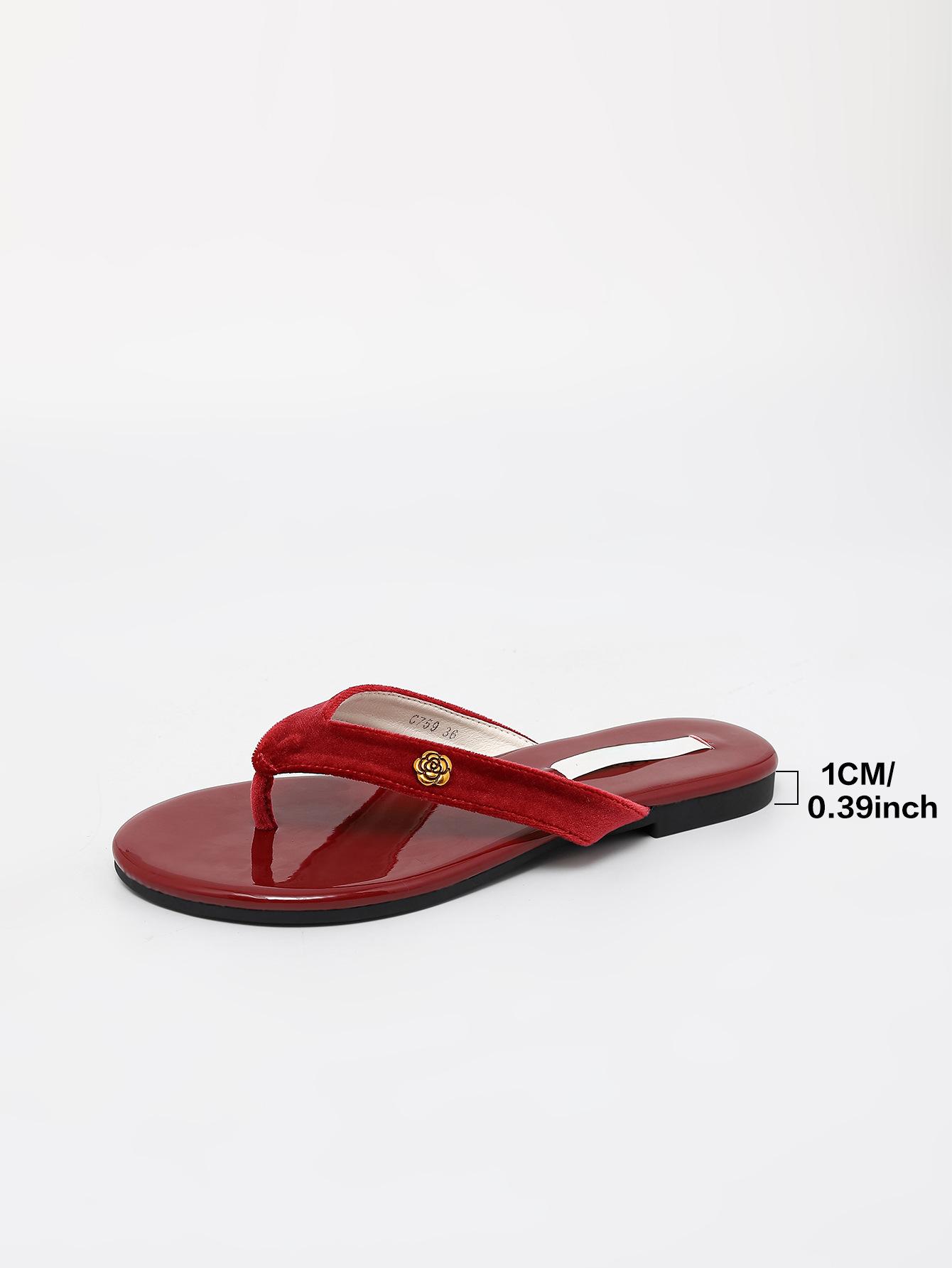

2025 summer new flip-flops toe sandals women s fashion flat bottom not tired feet Korean version of casual women s shoes 39 красный