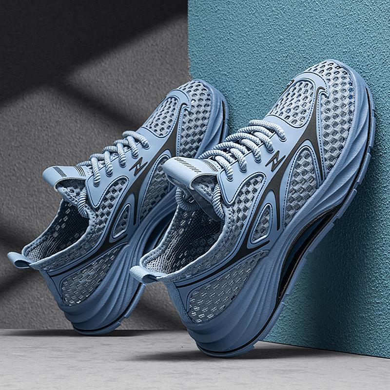 Men's Spring Summer New Lightweight Breathable Mesh Sports Shoes Casual Lazy Style PVC Outsole Non-Leather Leisure Running Shoes
