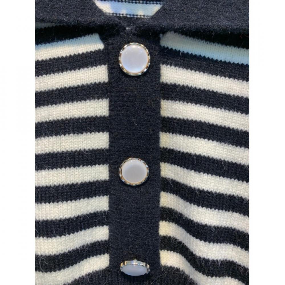 C S In The Room Sweet Stripe Button Collar Knit 2Color