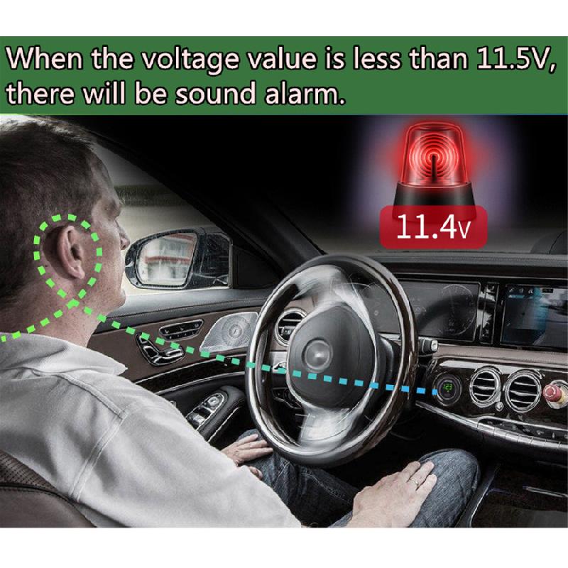New LED Panel Digital Voltage Meter Low Voltage Alarm For Motorbike Car Boat 12V-24V