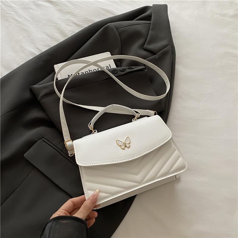 Vintage Faux Leather Shoulder Bag for Women, Butterfly Decor Small Crossbody Purse, Square Bag for Daily Use