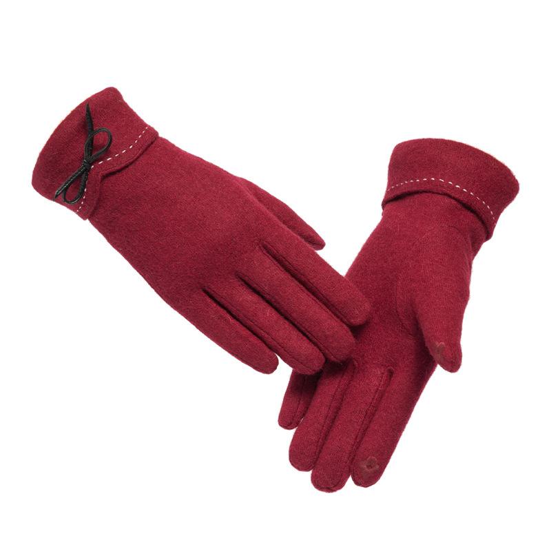Gloves women's autumn and winter cute velvet thickened warm cashmere five fingers