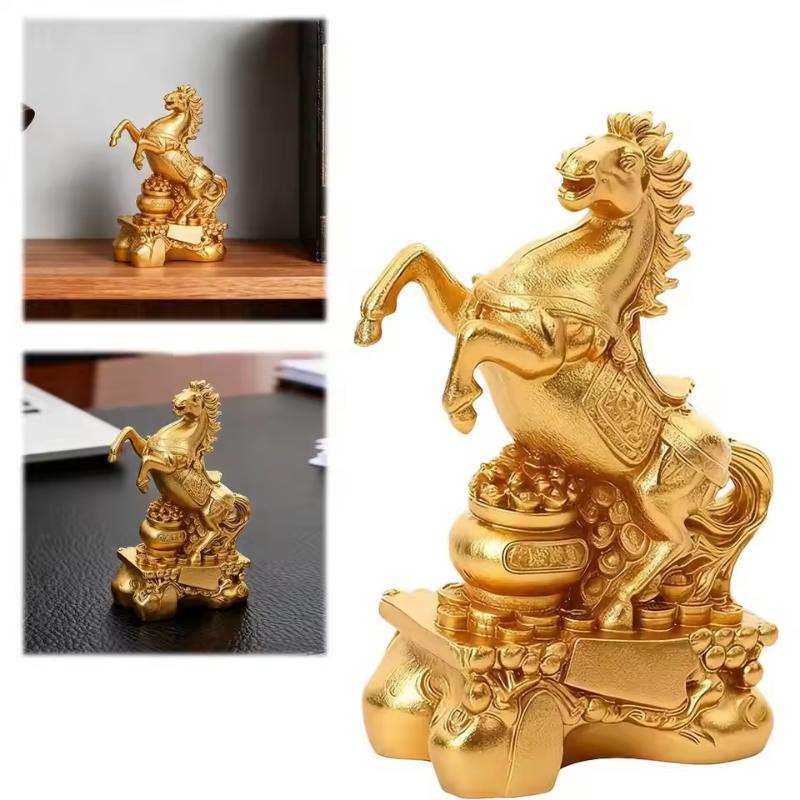 

Statue 2026 Year Of The Horse Feng Shui Zodiac Animal Sculpture Funny Toys Fortune Wealth Ornament For Desktop Bookshelf золотий