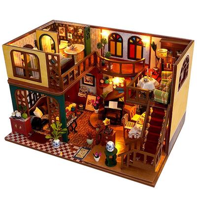 Moin Moin Dollhouse Miniature DIY Kit Set Taisho Era Antique Retro Stained Glass Piano Lamp LED Light Acrylic Case 2502dh446 [English Instructions]