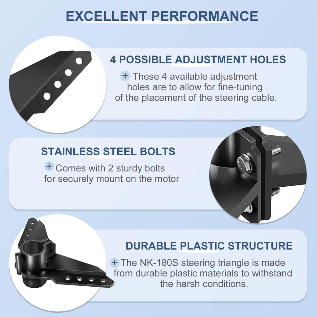 Marine Steering Triangle Mounting Bracket Parts Kit Fit for Newport NK-180S Brushless Kayak Trolling Motors, Black