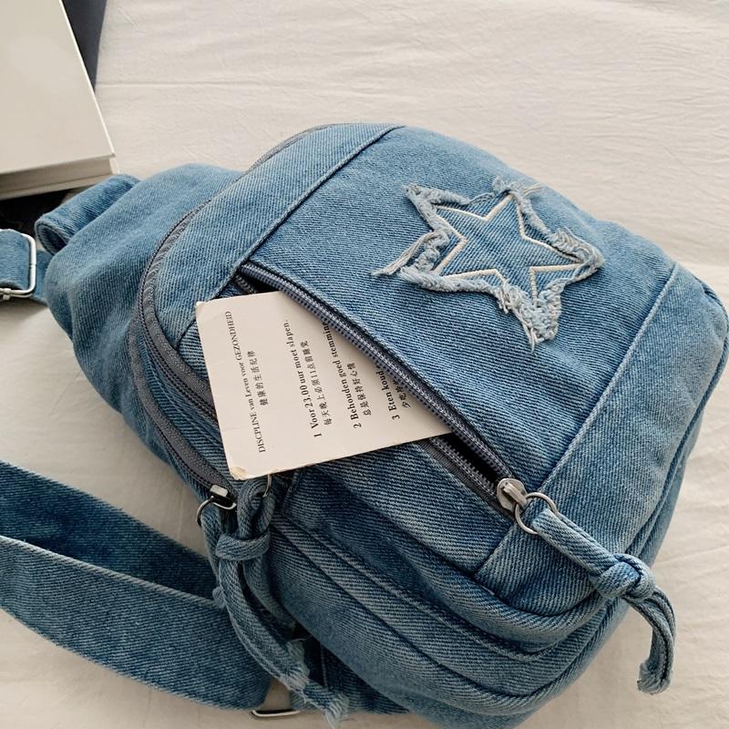Denim Shoulder Bag Women's Large Capacity Crossbody Bag Commuter Chest Bag
