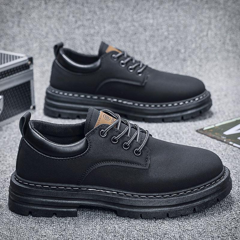 Men's Autumn Martin Ankle Boots - Trendy & Versatile Yellow Thick Sole Work Shoes