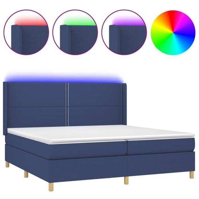 VidaXL Sommier à Lattes de Lit avec Matelas et LED, Lit Rembourré avec Tête de Lit, Lit Double, Lit Adulte de Chambre, 3138827