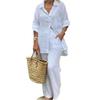 2024 Spring/Summer Women's Lapel Long Sleeve Cardigan and Pants Two-Piece Set