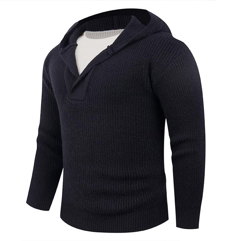 Jesień 2025 Męski Sweter Dzianinowy z Kapturem - Nowy Styl Modny Pulower