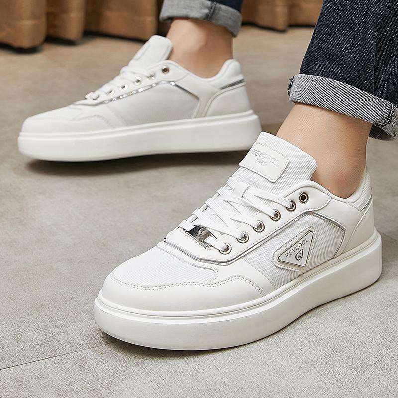TUINANLE Skateboard Shoes Men Flat Leather Men's Casual Sneakers Comfortable Low-top Sneakers Both Unisex White Black