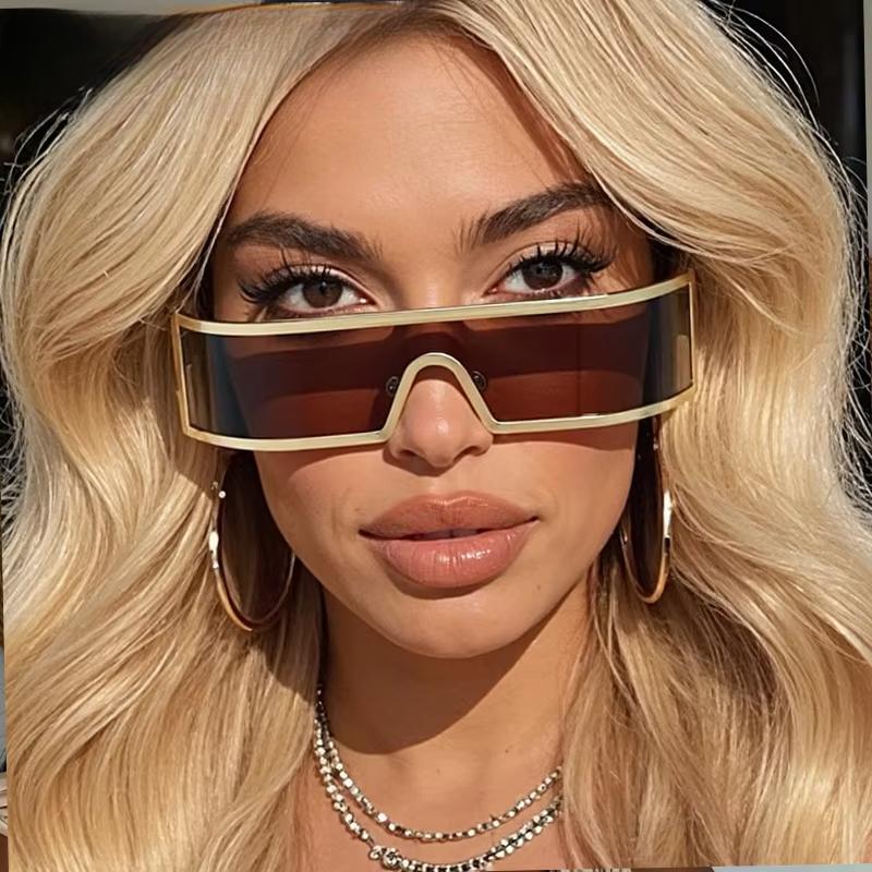 Non-polarized Vintage Trendy Design Small Frame Punk One-Piece Women Men Sunglasses Metal Frame Outdoor Driving Men Sun Eyeglasses