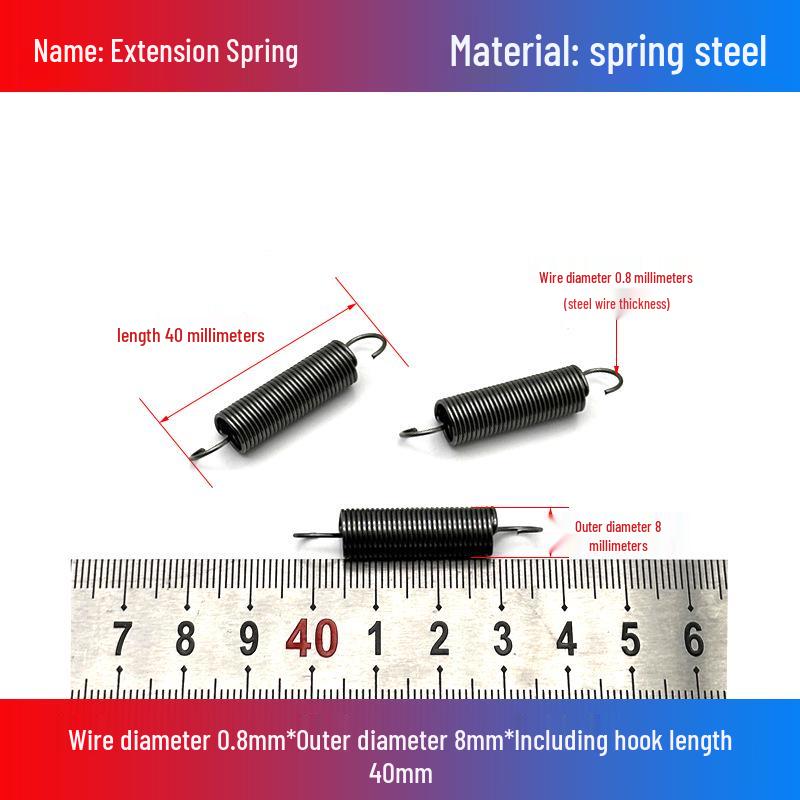 0.8mm Yellow Extension Spring with Hooks - Stapler Rebound Force 