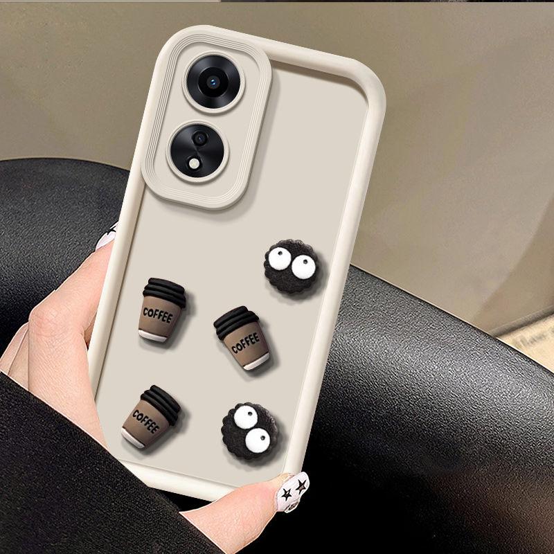 Cute 3D Coal Ball Coffee Phone Case For Samsung Galaxy S23 S21 S20 Fe S22 Plus S24 Ultra 5g A54 A32 A52 A05 A04 A24 A34 A54 Back Cover On S23fe S20fe