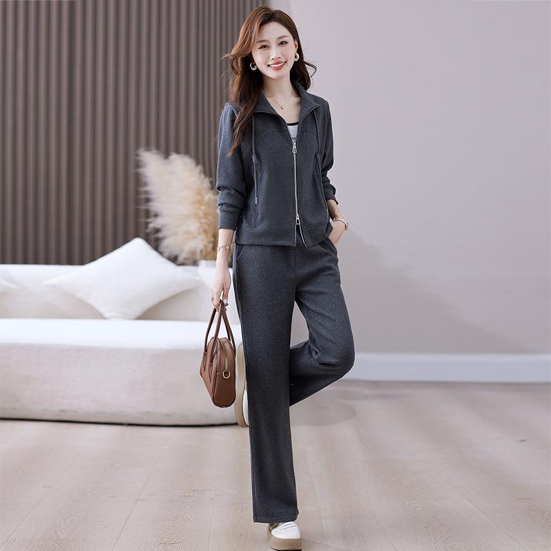 Women's 2026 Spring/Autumn Casual Cardigan & Hoodie Two-Piece Sportswear Set