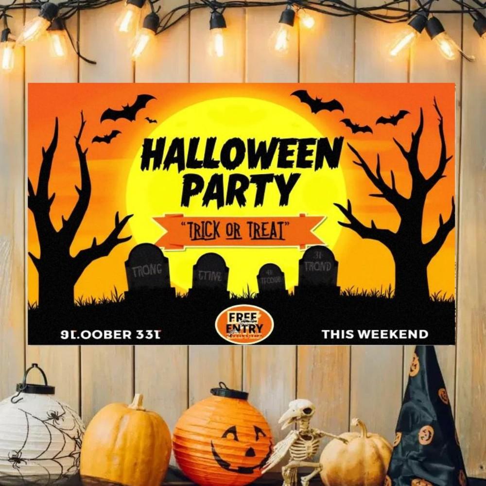 

1pc Happy Halloween Party Backdrop Gothic Castle Trick or Treat Pumpkin Waterproof Banner for Halloween Themed Party Decoration 100x150cm