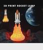 3D Printed Moon Rocket Launch Lamp - Creative LED Spaceship Table Night Light