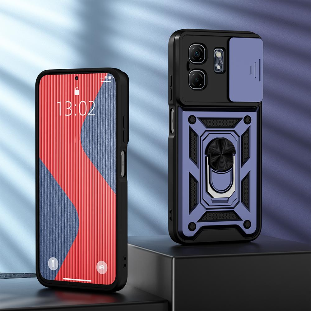 

Противоударный чехол KEYSION для Infinix Smart 9 HD Slide Camera Защитное кольцо для объектива Подставка для телефона Задняя крышка для Infinix Hot 50i for Smart 9 синий