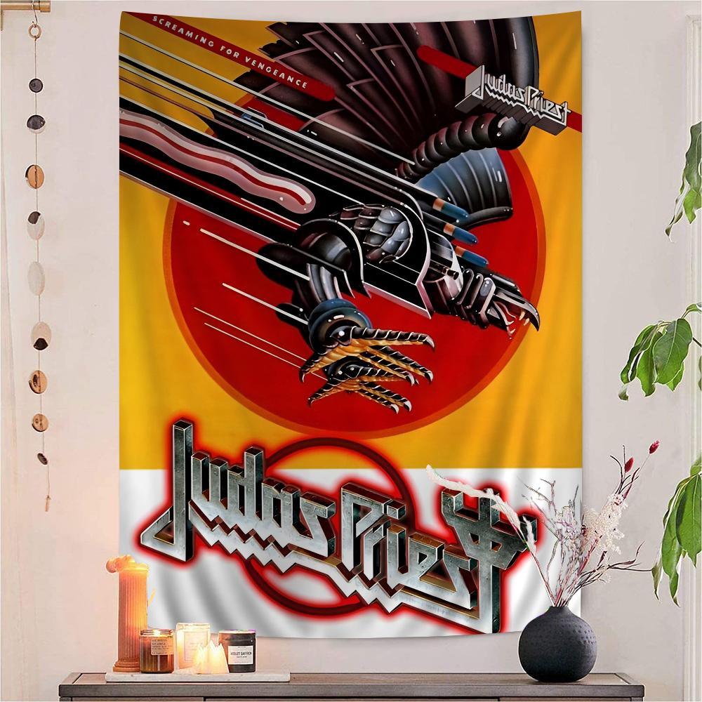 Rock Band Judas Priest Invincible Colorful Tapestry Wall Hanging Hippie Flower Wall Carpets Dorm Decor Wall Art Decor