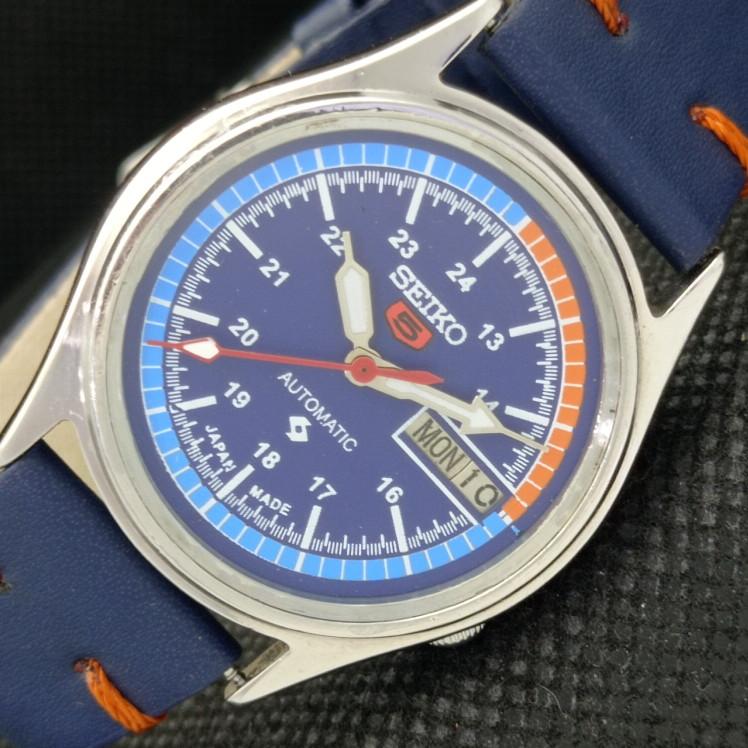 

USED VINTAGE SEIKO 5 AUTOMATIC 7009A JAPAN MENS D/D BLUE WATCH 608h-a316659-9 SKU608h-a316659