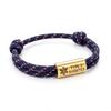 Bracciale Diabete di Tipo 2 Acciaio Inossidabile Barra Incisa Corda di Nylon Intrecciata Doppia per Uomo Donna