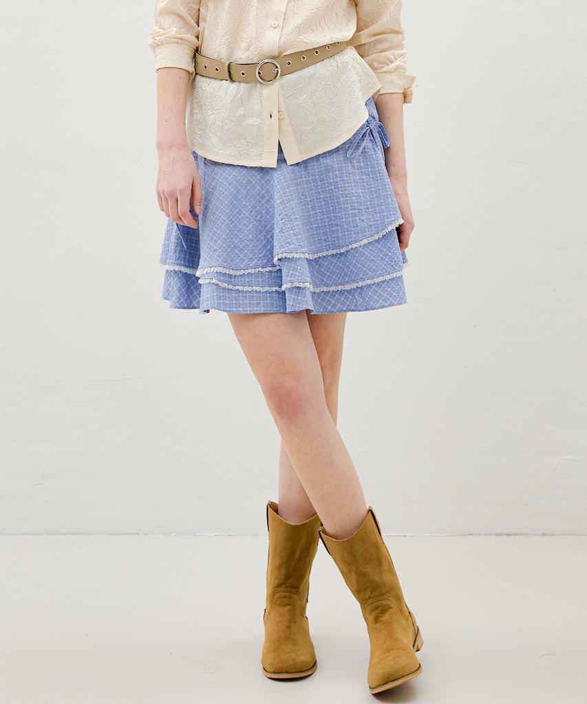 Ollibeudeollibeu Check Frill Tiered Skirt Oe6Ms3070